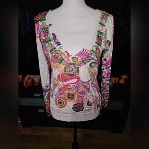 Etro Designer Embellished Sweater Size 44 or US 8